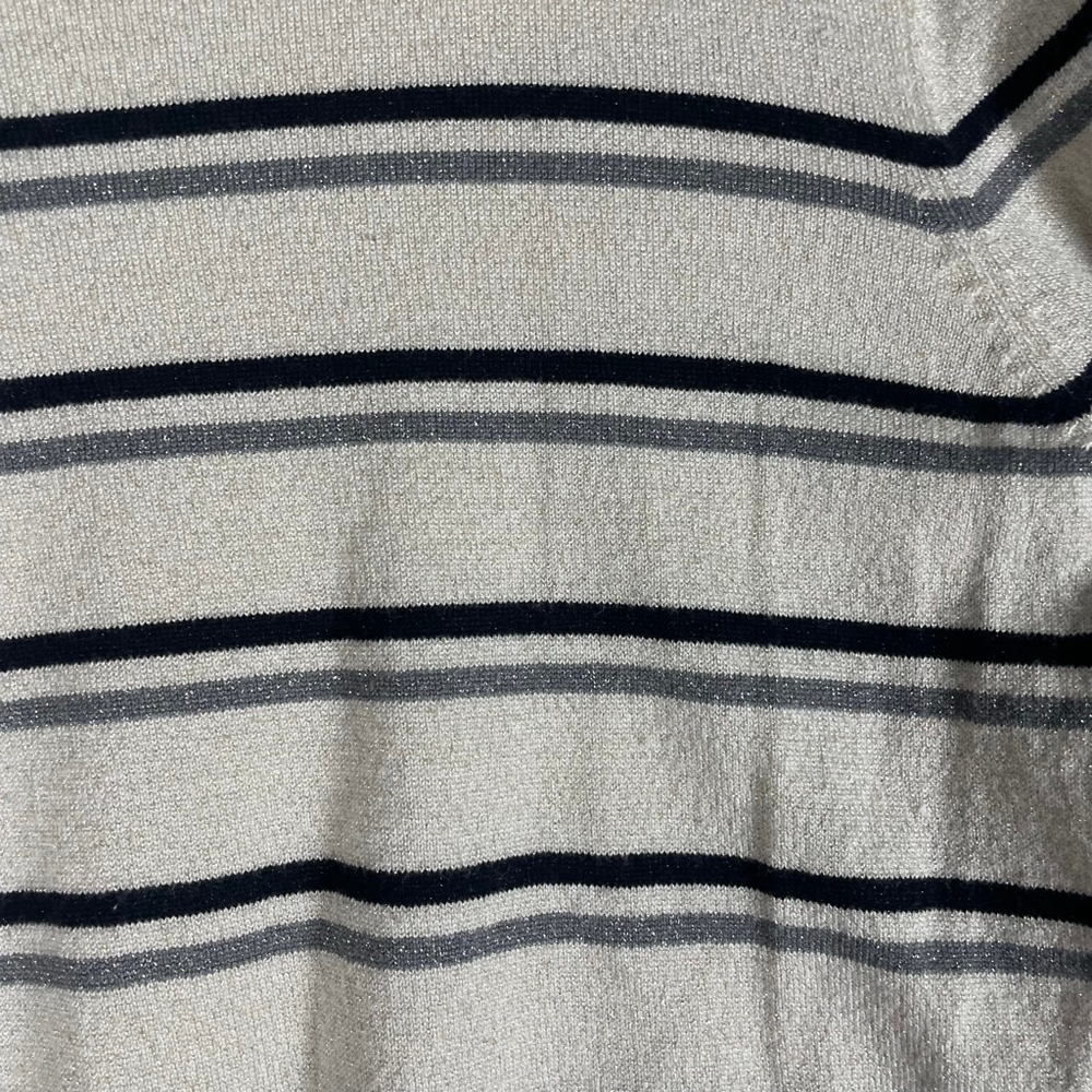 Worthington Womens M Medium Striped Metallic Sweater Sparkle Shimmer Ivory - Picture 6 of 6